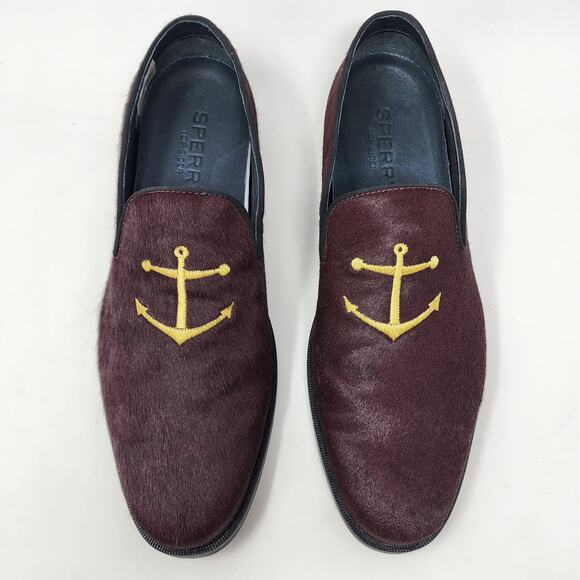 Sperry Top Sider Smoking Slipper Men 10 Overlook Burgundy Pony Anchor  STS18367 - Picture 4 of 13